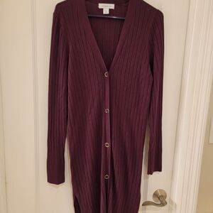 Liz Claiborne Deep Purple/Plum Ribbed Cardigan